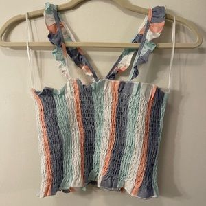 Vintage Havana smocked ruffle sleeveless top